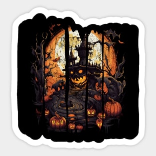 Spooky Halloween Night Artwork Sticker